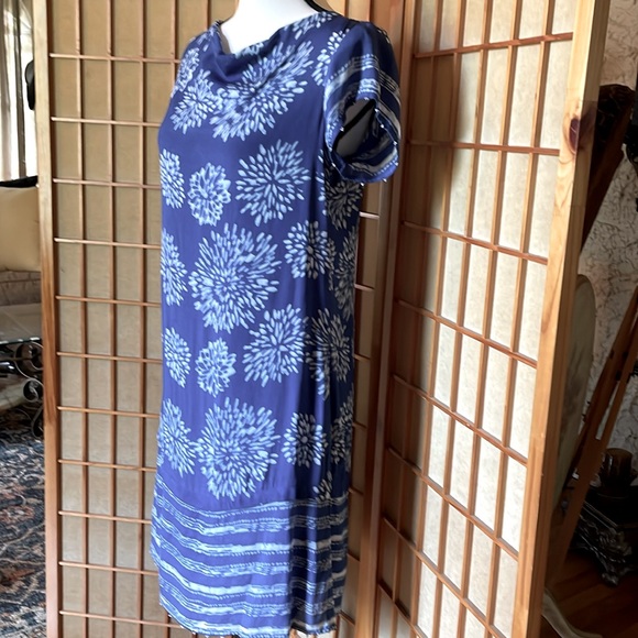 Sigrid Olsen Signature Dress Indigo Blue Print Dress - Picture 5 of 16